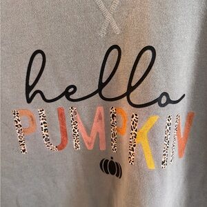 Hello Pumpkin Grey Pullover Sweatshirt